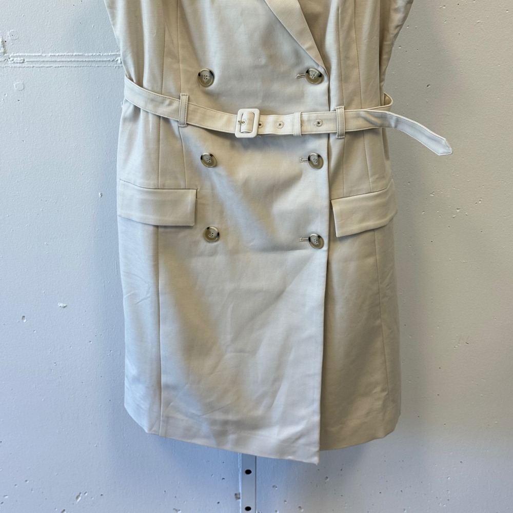 NWT Ann Taylor Sleeveless Double Breasted Trench Dress Beige Tan Belted Size 10 - Picture 4 of 8